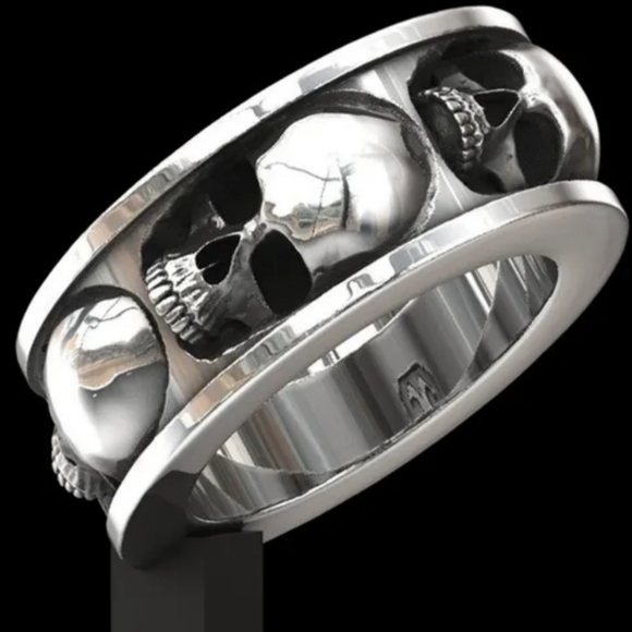 Skull Ring Hip Hop Jewelry Punk Biker Wedding Gothic Fashion Stainless Steel - Picture 2 of 11